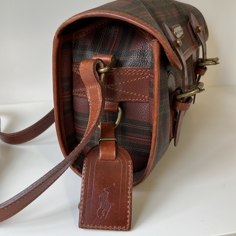 Vintage Ralph Lauren Brown Tartan Plaid Crossbody Messenger Saddle Bag - Picture 4 of 16